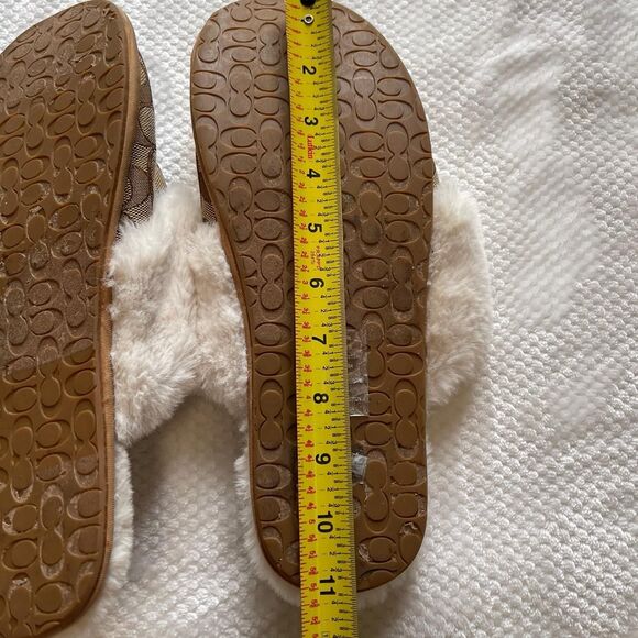 COACH FUR-LINED MONOGRAM SLIPPERS - Picture 5 of 5